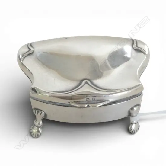 Birmingham 1914 SILVER VANITY JEWEL BOX velvet & silk lined interior 55.8gms