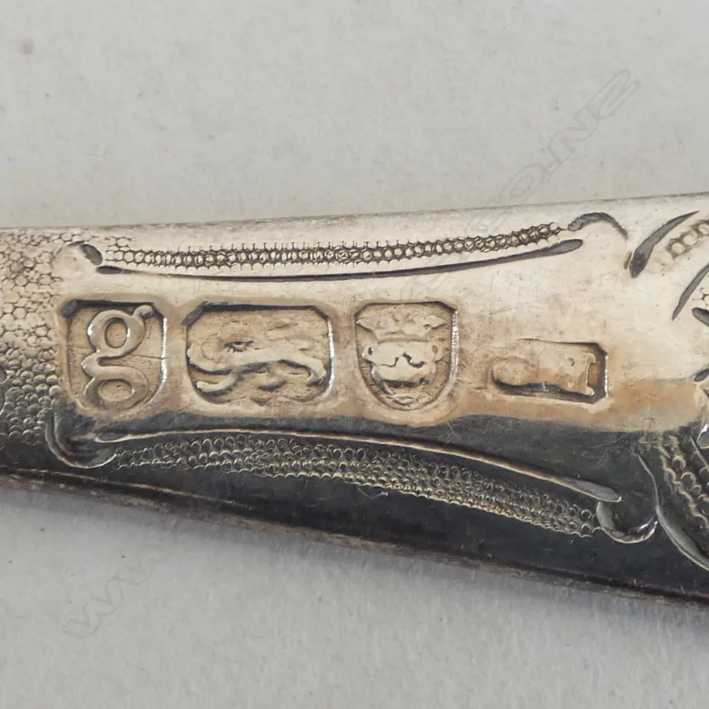 George III silver berry spoon Embossed & engraved. Lodon 1782 by Richard Crossley 60gms Image 1++