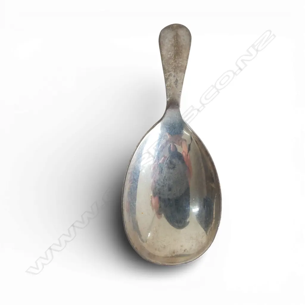 STG SILVER RAT TAIL TEA CADDY SPOON, BIRMINGHAM 1937, 20.63gms Image 1++
