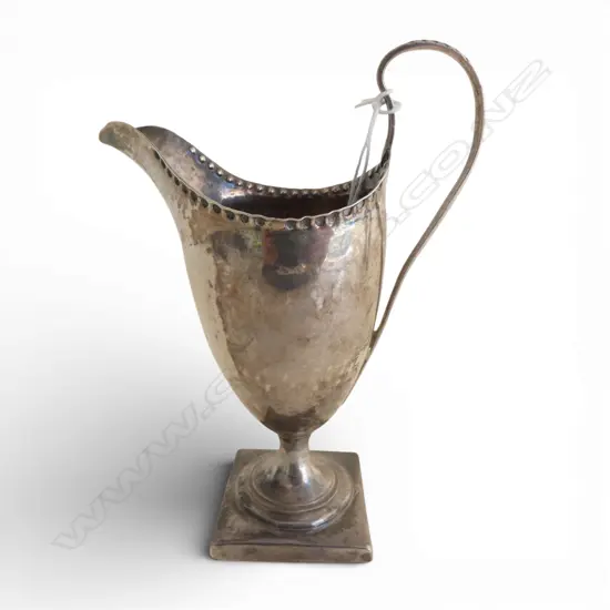 GEORGE III SILVER PEDESTAL HELMET CREAM JUG London 1786 by Hester Bateman 76gms - FAULTS