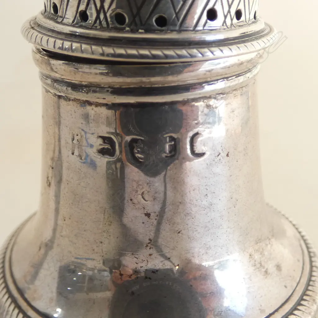 SILVER SIFTER baluster form  London 1834. 78gms DENTS TO BASE Image 1++