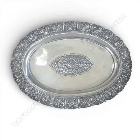 THAI .800 SILVER TRAY STAMPED 'Thai .800' W.380mm 551gms