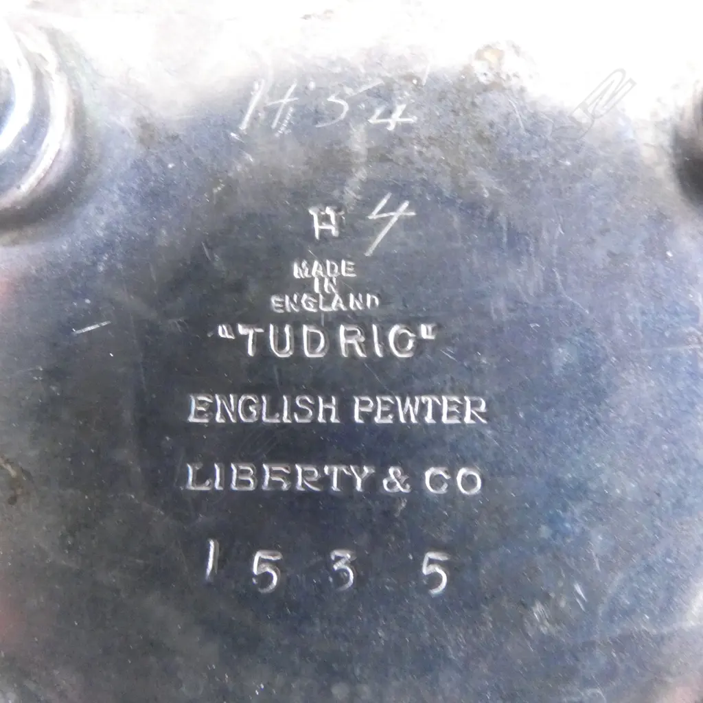 TUDRIC PEWTER TEAPOT, MILK & SUGAR for LIBERTY & CO, numbered to bases Image 1++