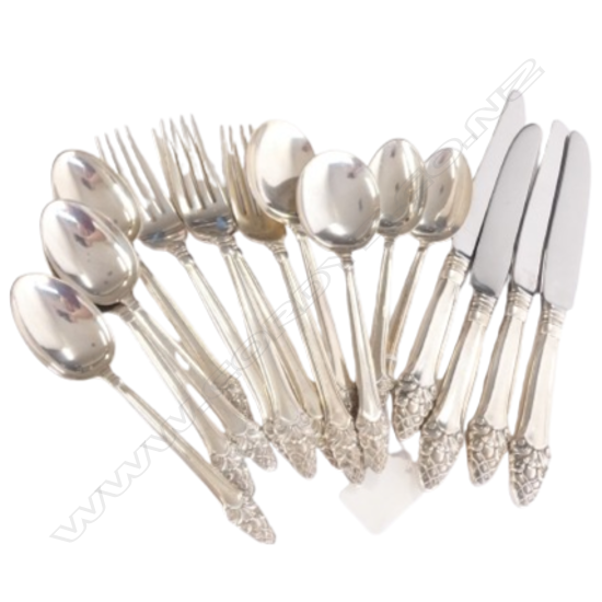 16 PIECES (4 forks + 8 spoons) GORHAM AMERICAN STERLING SILVER 'SOVEREIGN' PATTERN CUTLERY 555gm EXCLUDING 4 KNIVES ...