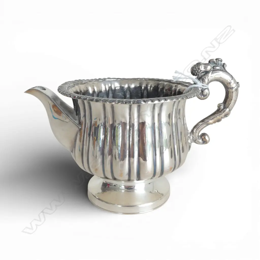 VICTORIAN OLD SHEFFIELD PLATE CREAM JUG  with lobed sides & fancy handle Image 1++