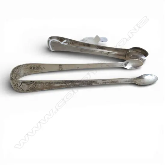2 PR'S GEORGIAN SILVER SUGAR TONGS 54gms