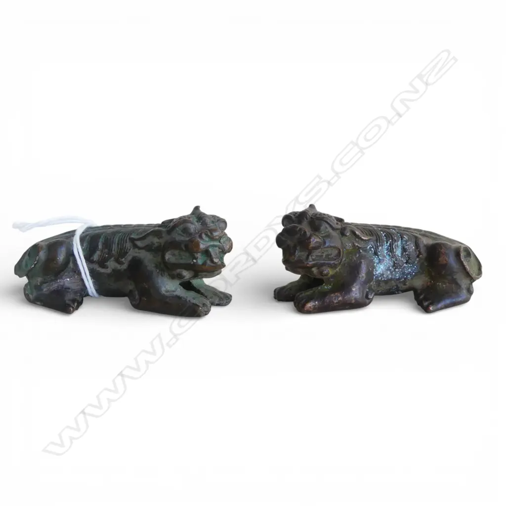 PR OLD CHINESE SMALL BRONZE KYLIN FIGURES L.65mm Image 1++