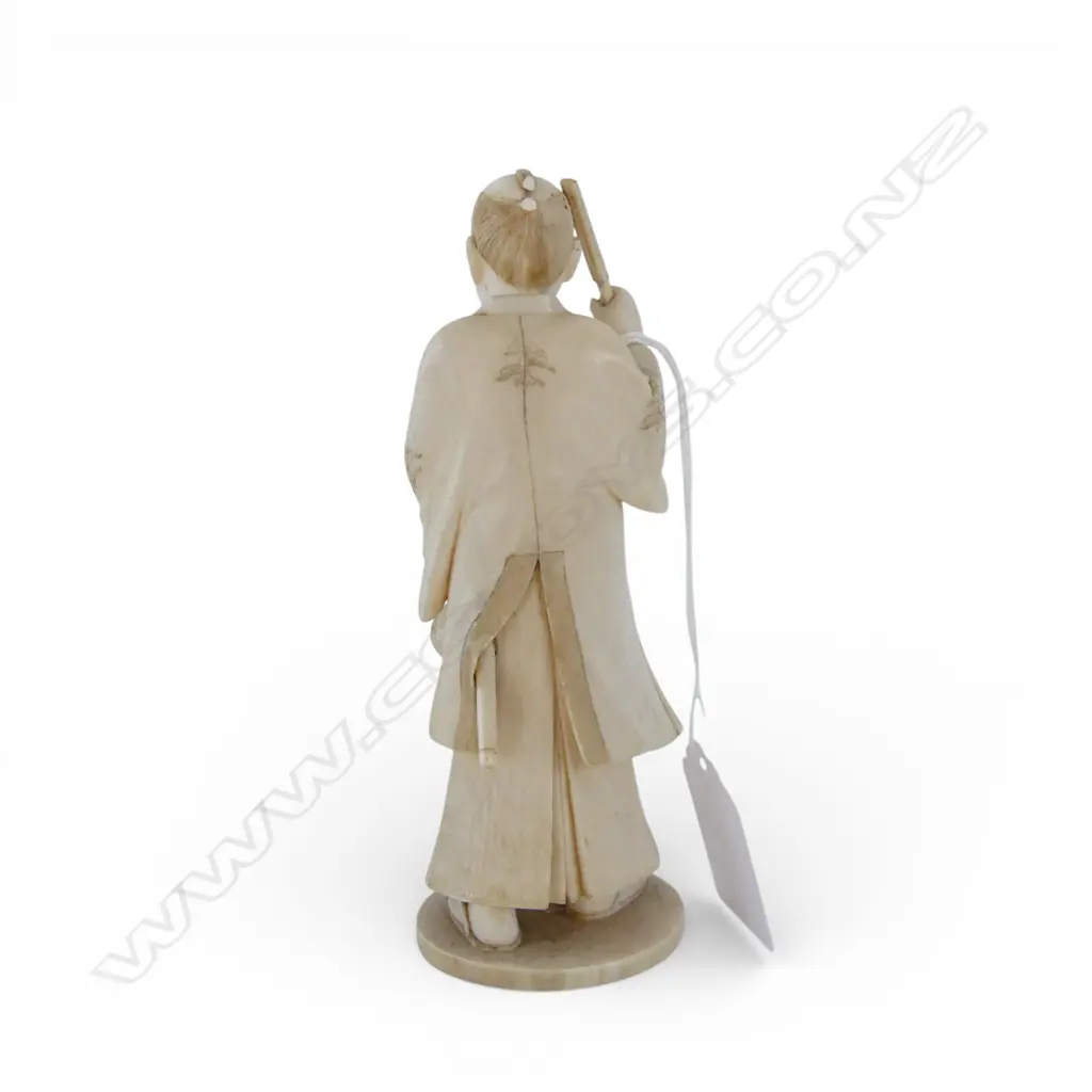 JAPANESE IVORY FIGURE; MAN w. SWORD & GOURD BOTTLE H.125mm Image 1++