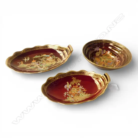 3 PCES CARLTON WARE ROUGE ROYALE W.255mm