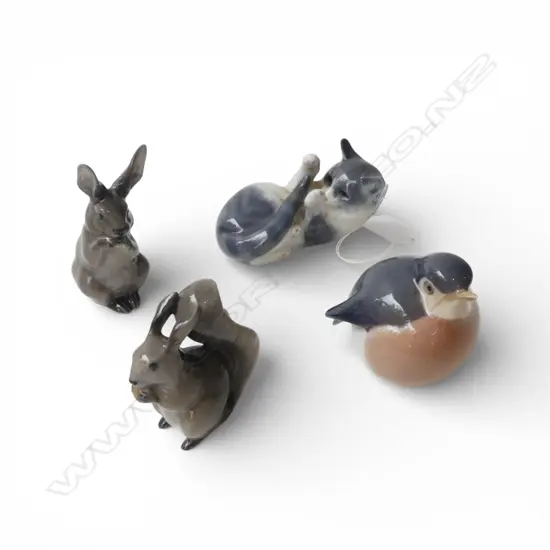 4 ROYAL COPENHAGEN ORNAMENTS H.90mm