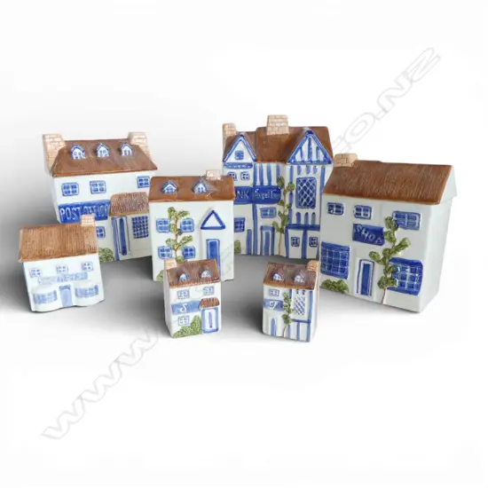 VINTAGE THE HALDON GROUP'S ENGLISH VILLAGE COLLECTION, 4 CANISTERS, S/P & MUSTARD, H.240 x170mm largest, 1 lid repaired