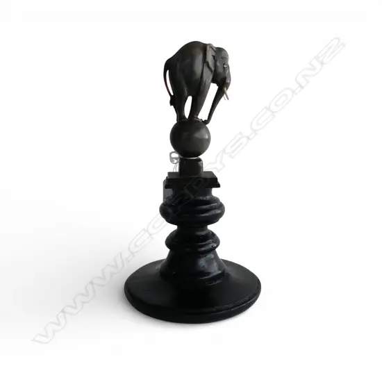 CARVED RHINO? HORN ELEPHANT ON WOODEN STAND H.240mm...