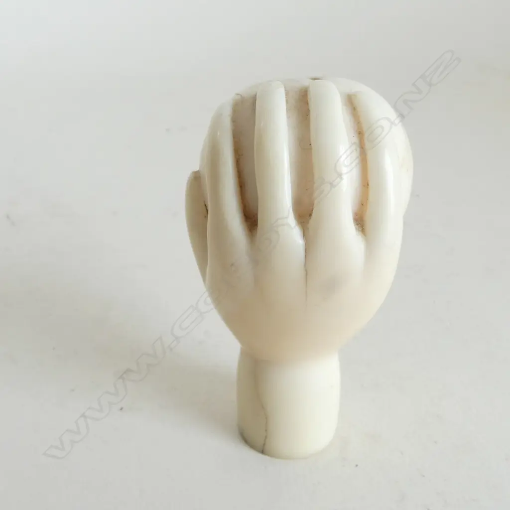 MARINE IVORY BALL IN HAND WALKING STICK HANDLE Image 1++