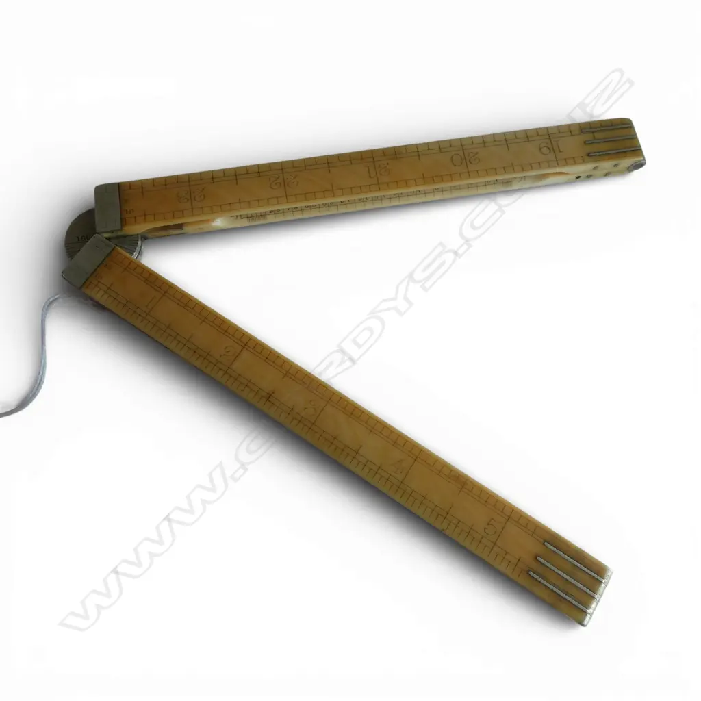 ANTIQUE IVORY FOLD OUT RULE, 24inch w detailed increments, J RABONE & SONS, BIRMINGHAM Image 1++