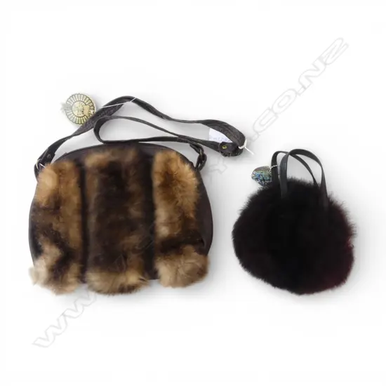 POSSUM FUR & LEATHER HANDBAG by 'KUTIE KOALAS' Auckland + another similar smaller bag
