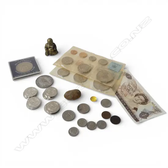 ASST. COMMEMORATIVE COINS INCLUDING N.Z. 1949 .500 SILVER CROWN...