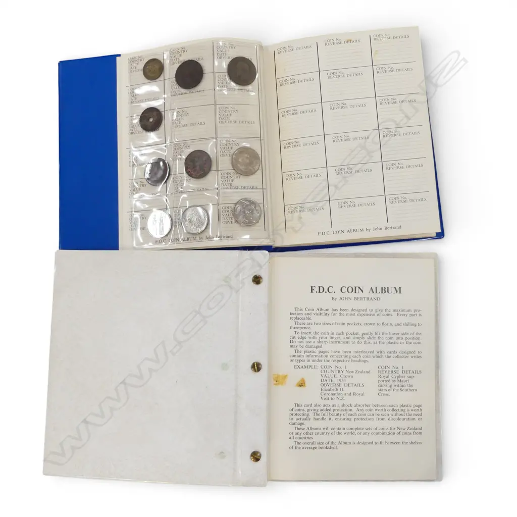 2 COIN ALBUMS; FIJI, N.Z., SOUTH AFRICA, NETHERLANDS, etc Image 1++
