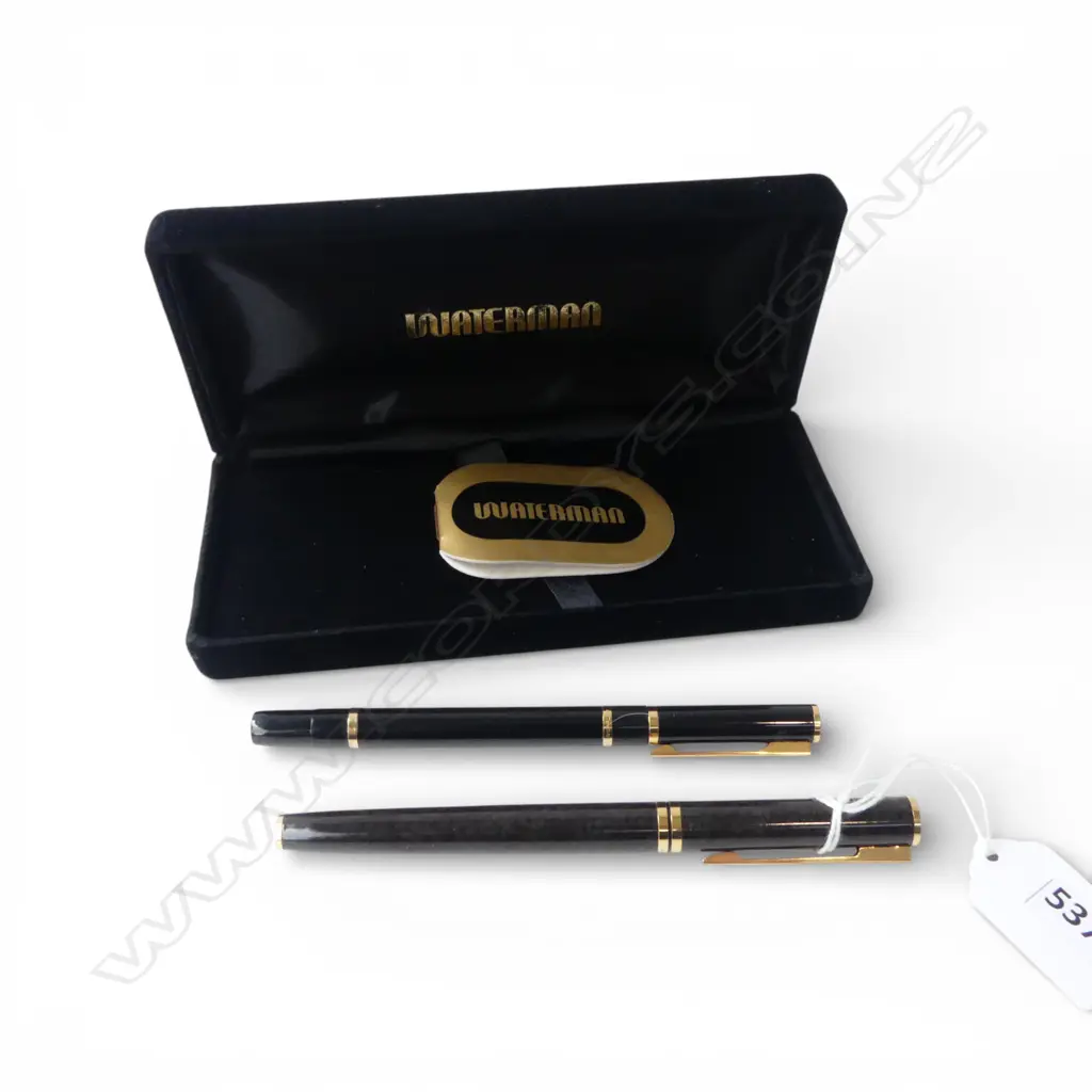 2 WATERMAN PENS; BALL POINT& FOUNTAIN w. 18CT NIB, BOXED Image 1++