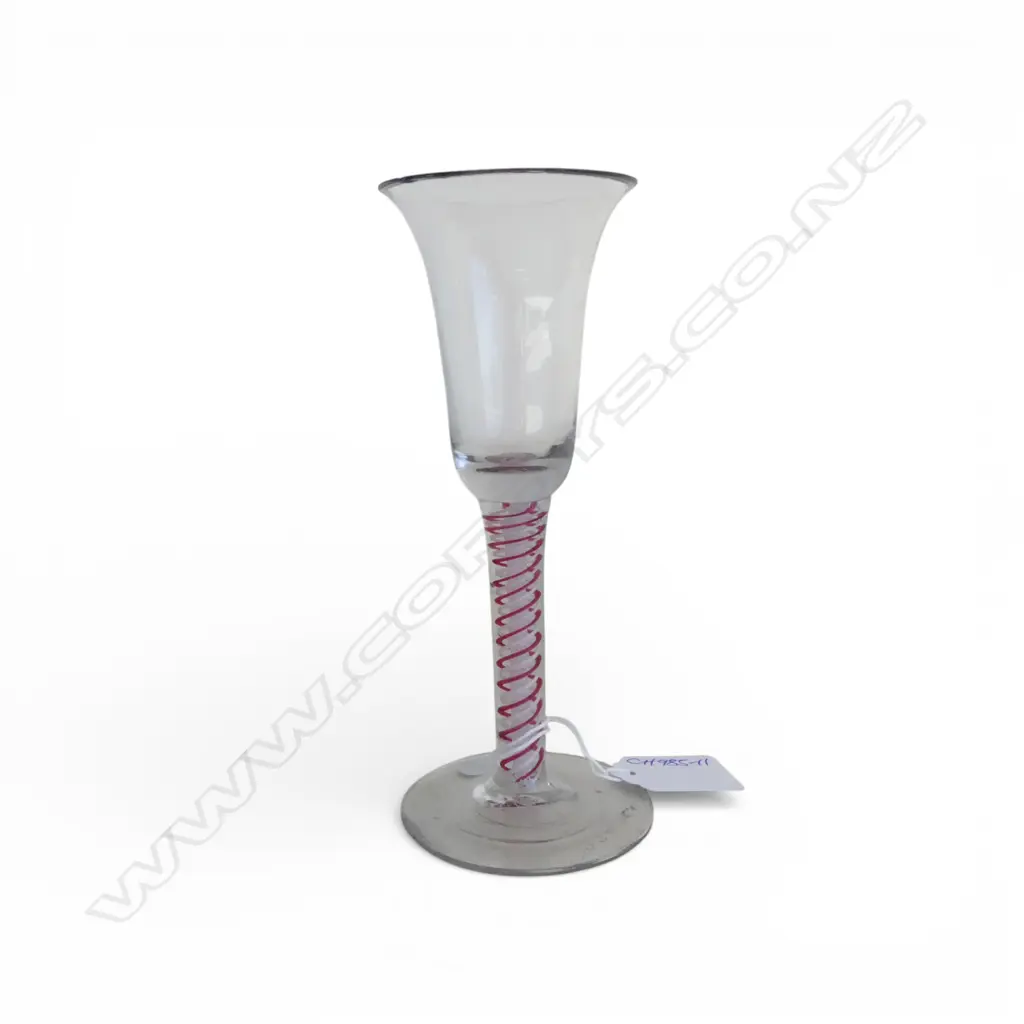 ANTIQUE 2 COLOUR AIRTWIST STEM DRINKING GLASS H.165mm some small chips to rims Image 1++