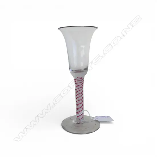 ANTIQUE 2 COLOUR AIRTWIST STEM DRINKING GLASS H.165mm some small chips to rims