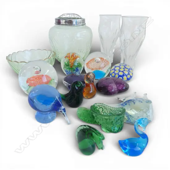 PAPERWEIGHTS, URANIUM GLASS ETC