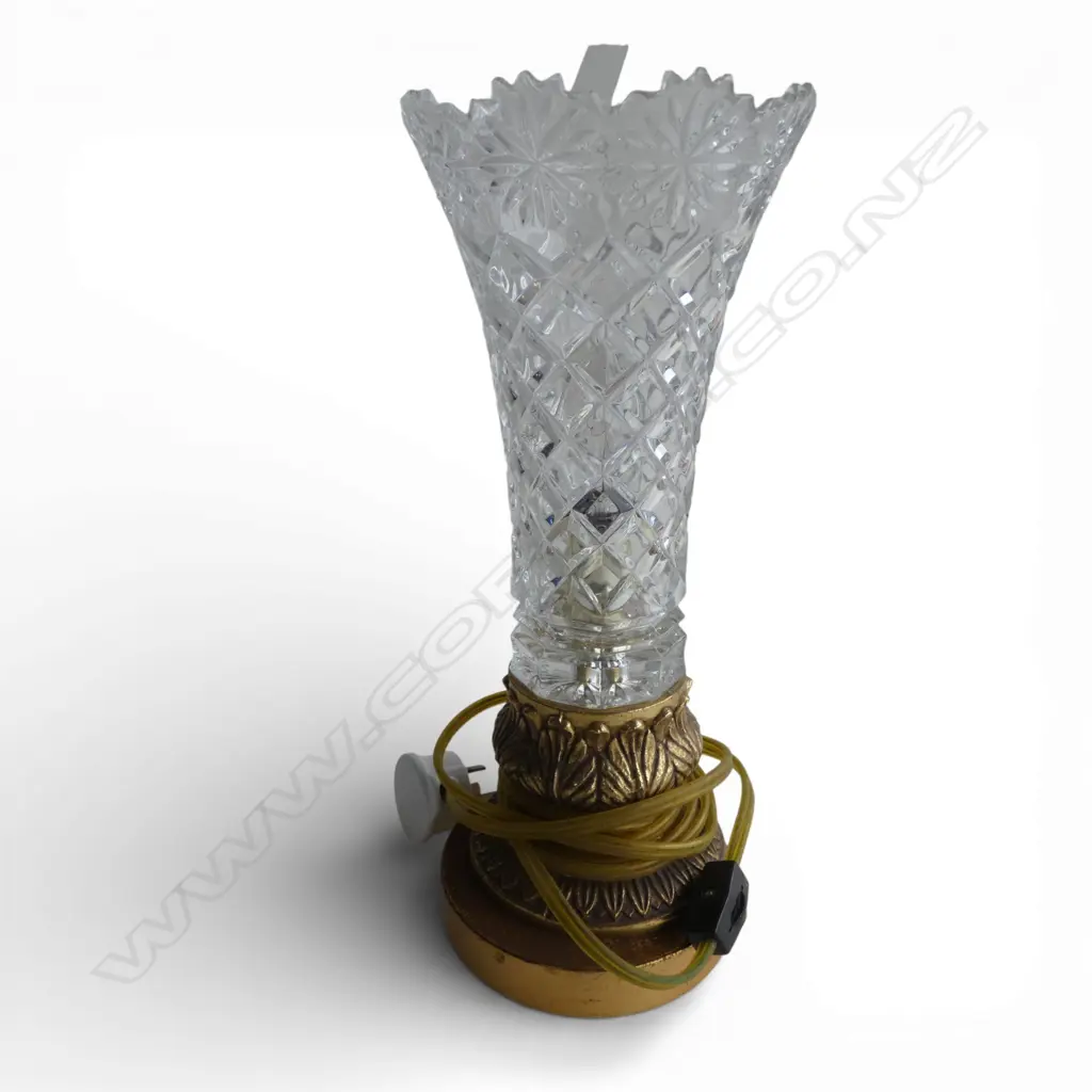 BRASS & GLASS UPLIGHT TABLE LAMP H320MM Image 1++