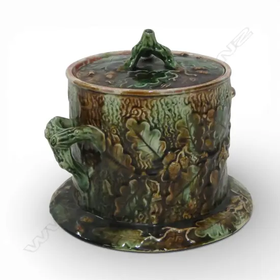 W&AJ BAILEY OAK TREE PAT LIDDED BISCUIT BARREL H170MM