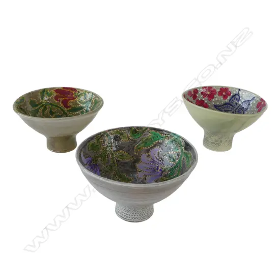 3 KEUM SUN LEE SML PEDESTAL BOWLS, Dia.120mm x H.80mm 