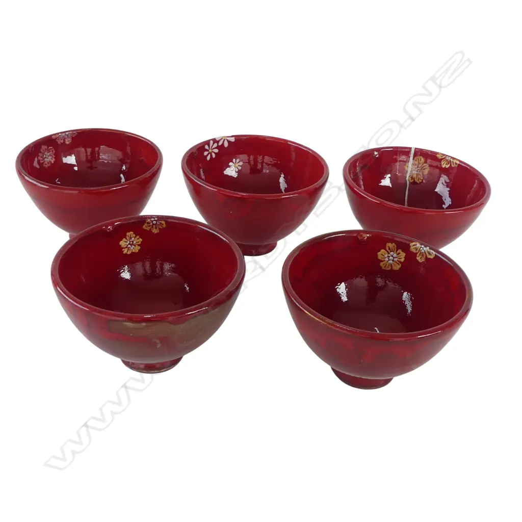 5 KEUM SUN LEE RED GLAZED BOWLS Image 1++