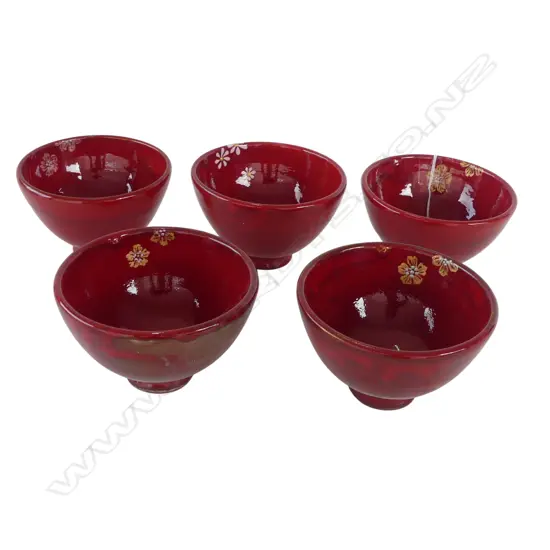 5 KEUM SUN LEE RED GLAZED BOWLS
