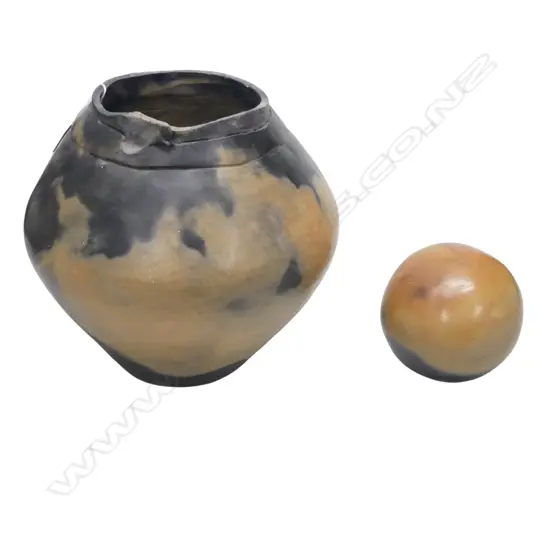 LG RAKU FIRED POT H.290mm + RAKU ORB