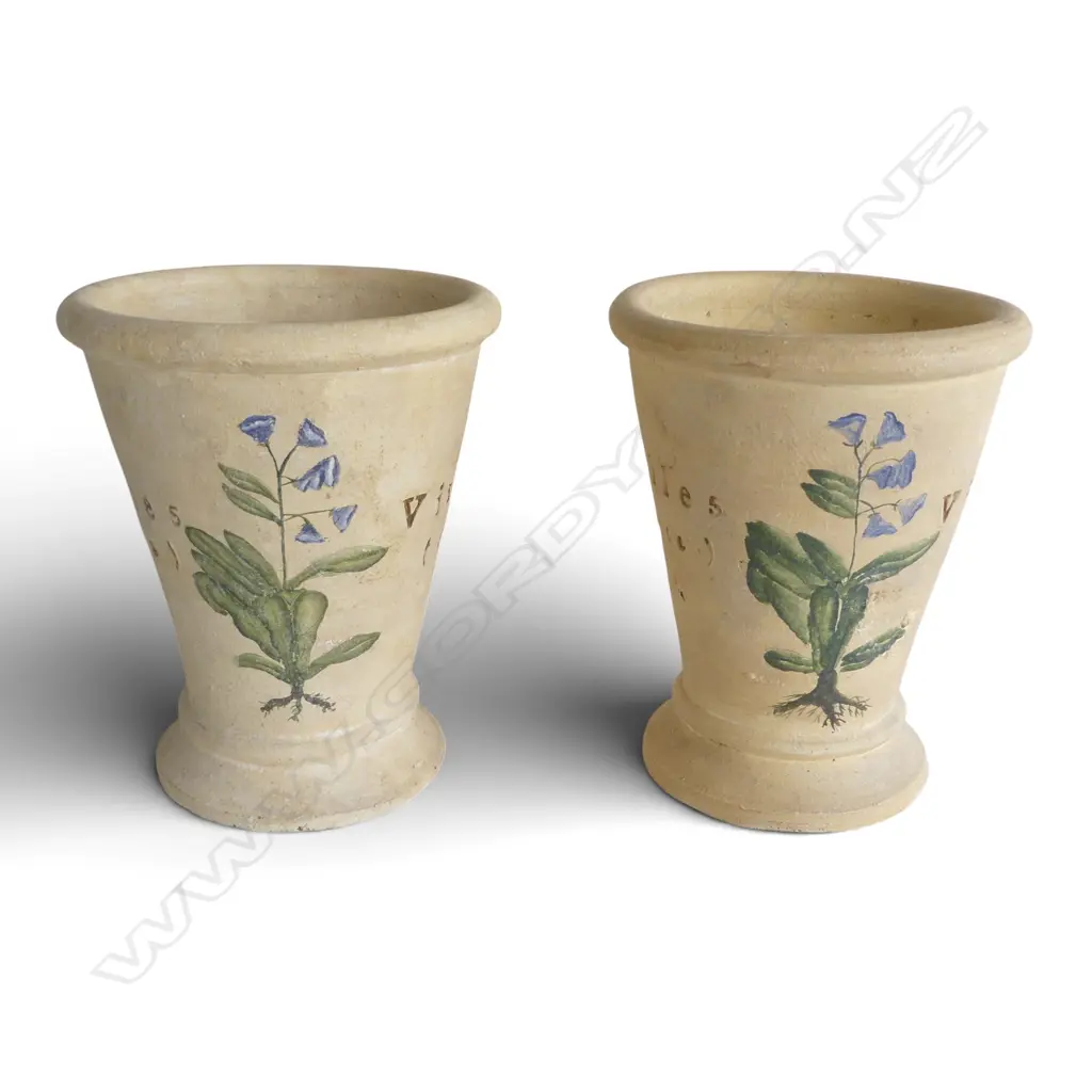 PR OF TERRA COTTA PLANTERS WITH PAINTED FLOWERS, H.250MM, DIA 200MM Image 1++