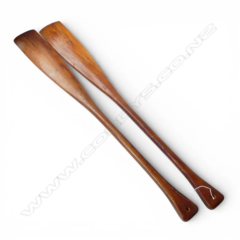 PAIR OF VINTAGE WOODEN OARS, L.1210MM Image 1++