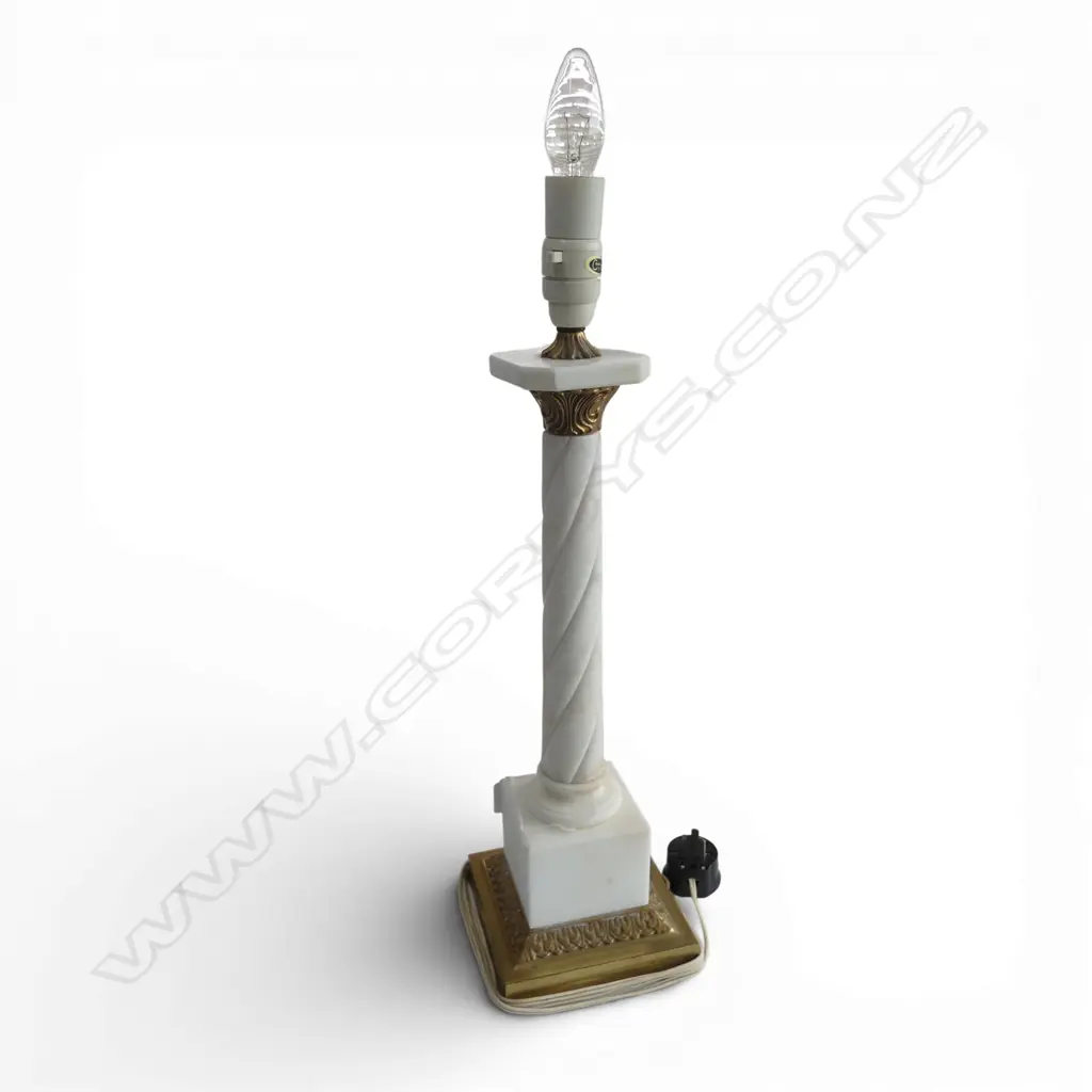 ALABASTER AND GILT TABLE LAMP H.360mm no shade Image 1++