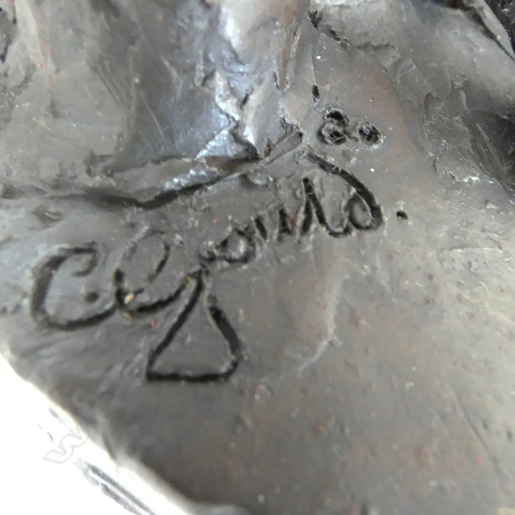 BRONZED RESIN NUDE STATUETTE SIGNED C. GOULD H.265mm Image 1++