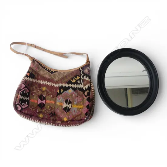 KELIM SHOULDER BAG + BLACK FRAMED MIRROR