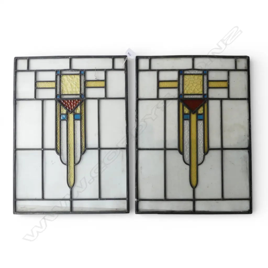 PR EARLY 20thC LEAD LIGHT WINDOWS 530x390mm Image 1++