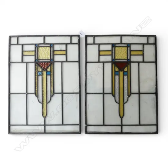 PR EARLY 20thC LEAD LIGHT WINDOWS 530x390mm