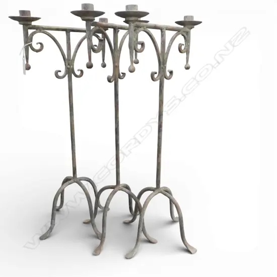 3 METAL CANDLESTICKS H.635mm