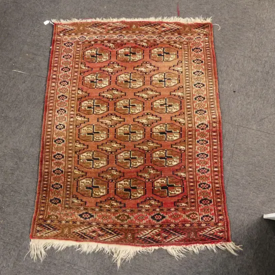 Afghan vintage Tekke Turkoman all wool small rug 1430 x 1080mm