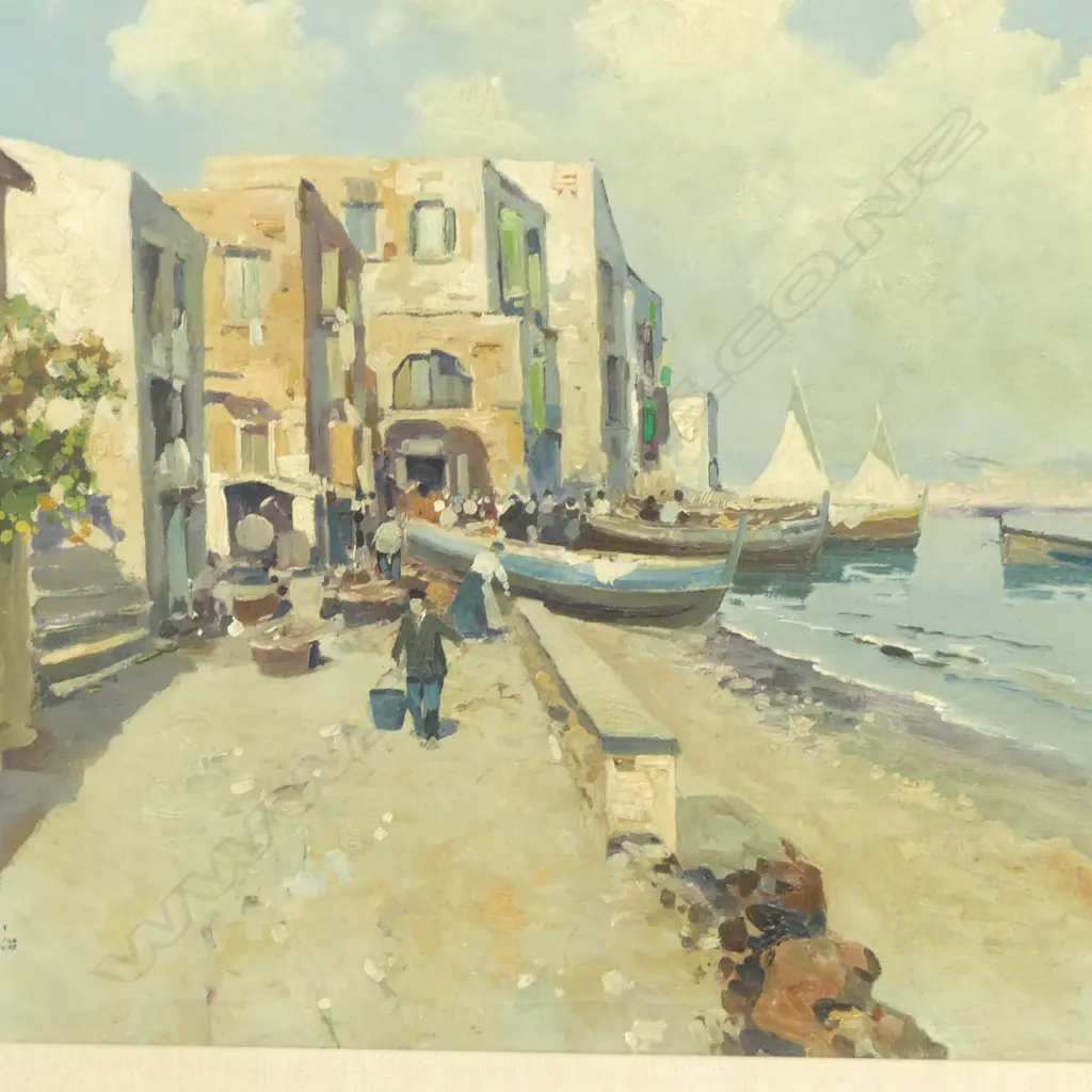 20thC OIL ON CANVAS, LUCIA LINGESCHA? signature indistinct, BAY OF NAPLES, 450x540mm Image 1++