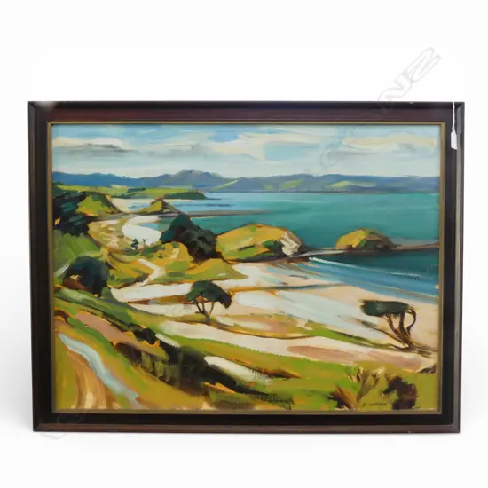 JOHN HORNER, TAKATU BEACH, ACRYLIC ON BOARD, SIGNED & DATED '75 595x800mm