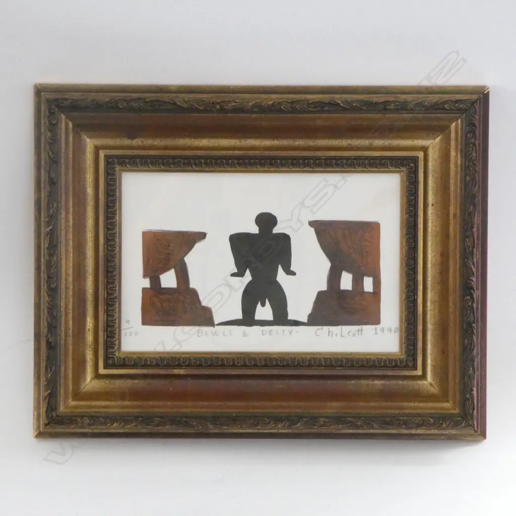 GAVIN CHILCOTT, 'BOWLS AND DEITY', 1990, LITHOGRAPH ED 9/100, 150 X 230MM Image 1++