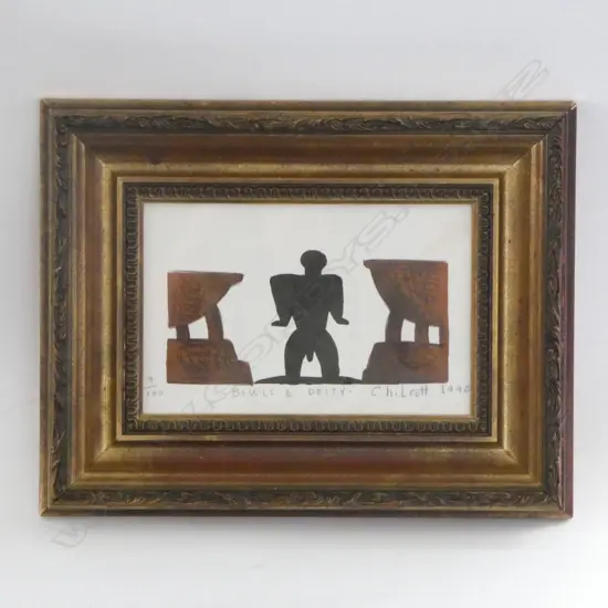 GAVIN CHILCOTT, 'BOWLS AND DEITY', 1990, LITHOGRAPH ED 9/100, 150 X 230MM