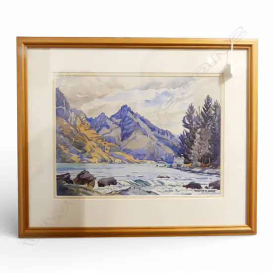 DOROTHY H. JONES, LAKE WAKATIPO, WATERCOLOUR, 280x380mm