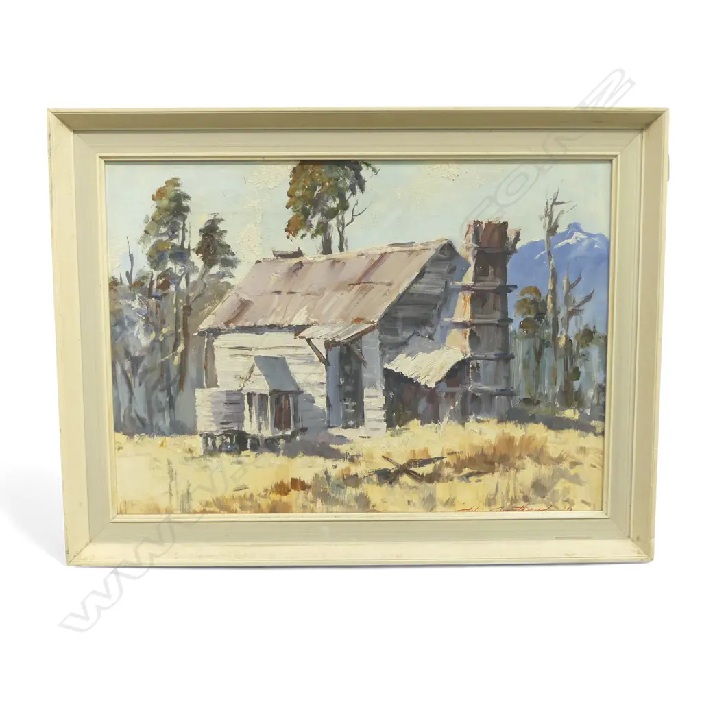 Aston Greathead 'Miner's Hut Fox Flat Westland'. Signed & dated 1968. Labelled & entitled verso. 380 x 535mm Image 1++