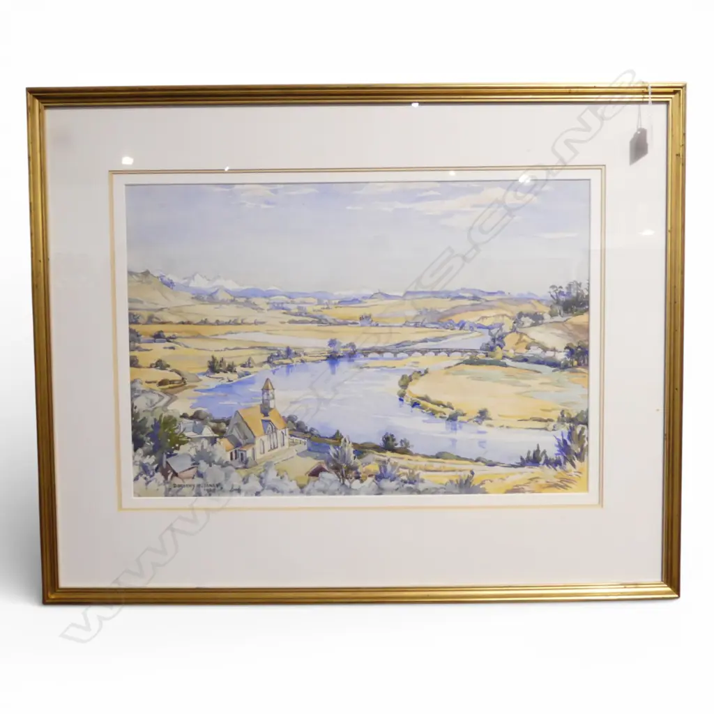 DOROTHY H. JONES, KAKANUI RIVER NORTH OTAGO, WATERCOLOUR, 380x560mm Image 1++