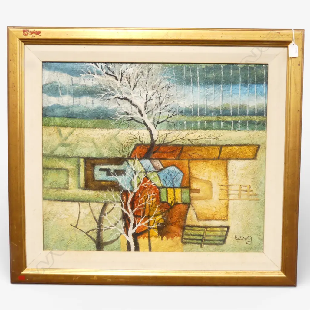 B. LONG, ABSTRACT LANDSCAPE, MIXED MEDIA 505x595mm Image 1++