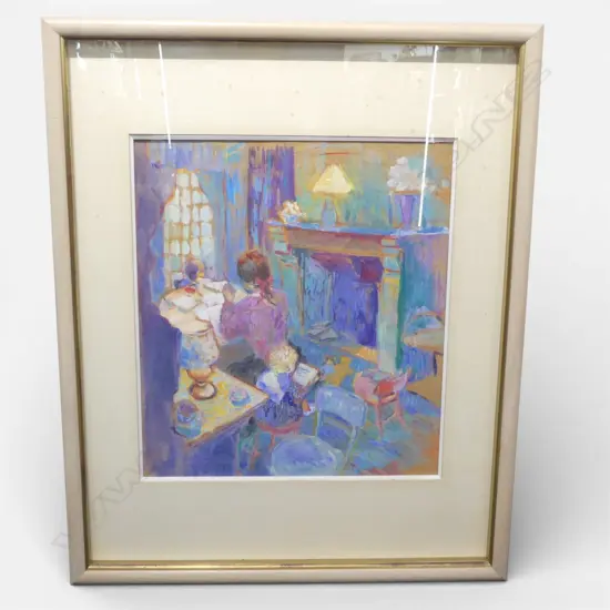 FRAMED SIGNED ACRYLIC ON BOARD,IMPRESSIONIST STYLE,  550 X490MM