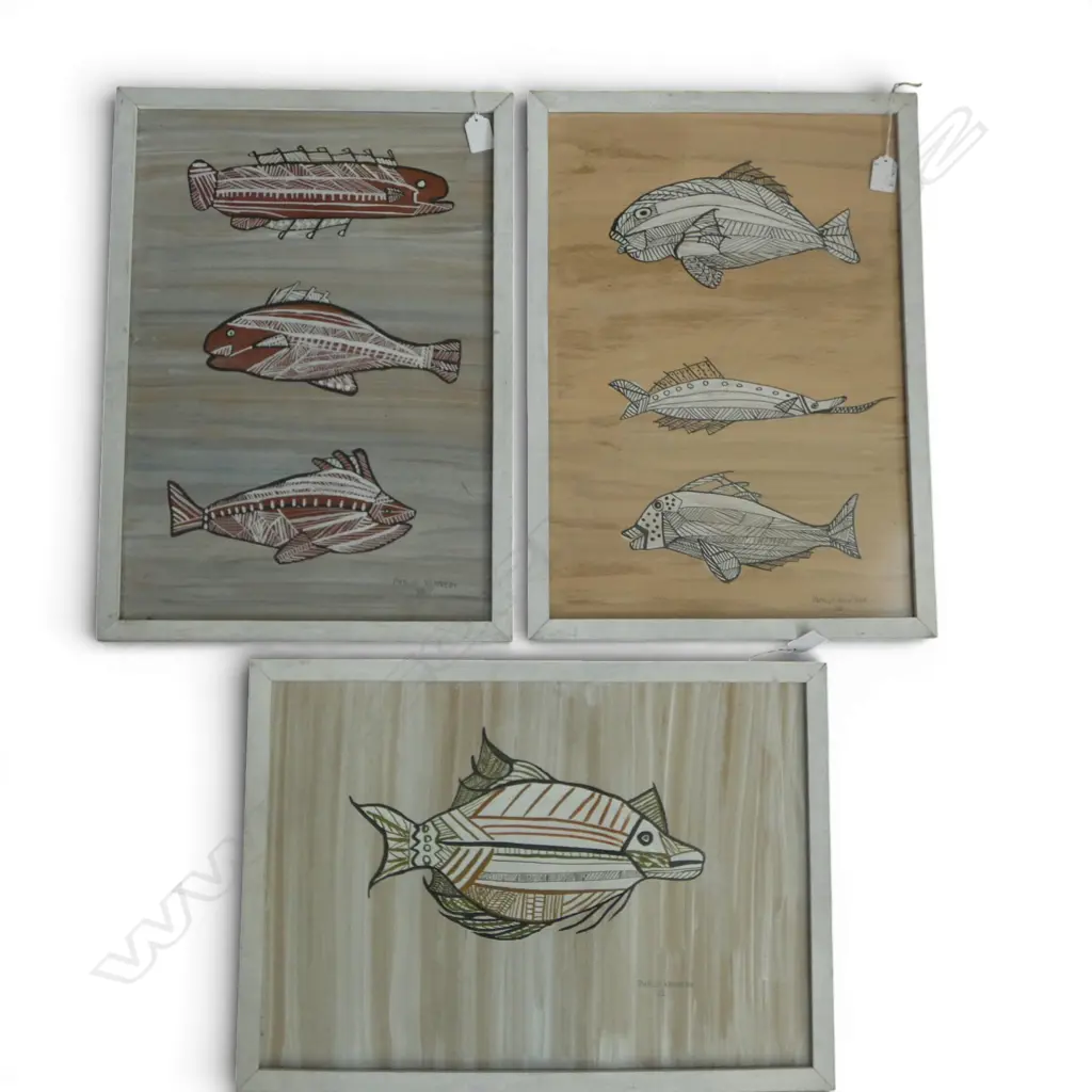 PHYLLIS KENNEDY, THREE FISH STUDIES, GOUACHE OR ACYRLIC ON BOARD (FRAMED) SIGNED AND DATED 62, 500 X 345mm Image 1++
